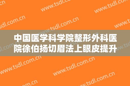 中国医学科学院整形外科医院徐伯扬切眉法上眼皮提升需要多少钱?怎么样?