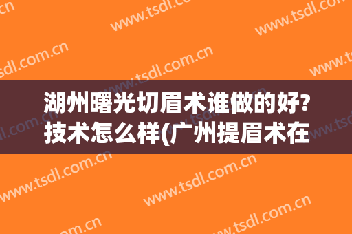 湖州曙光切眉术谁做的好?技术怎么样(广州提眉术在哪 .曙光怎么样)