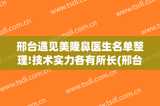 邢台遇见美隆鼻医生名单整理!技术实力各有所长(邢台医美整形医院)