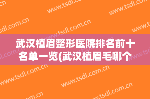 武汉植眉整形医院排名前十名单一览(武汉植眉毛哪个医院好)