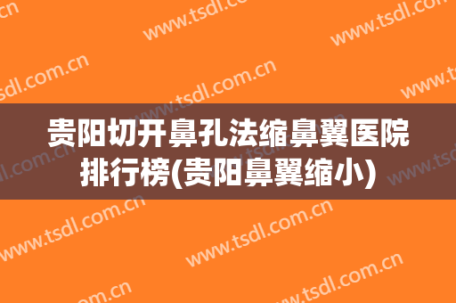 贵阳切开鼻孔法缩鼻翼医院排行榜(贵阳鼻翼缩小)