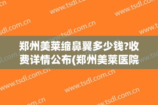 郑州美莱缩鼻翼多少钱?收费详情公布(郑州美莱医院整形)