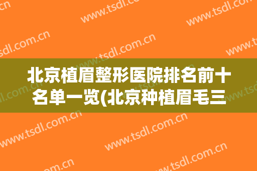 北京植眉整形医院排名前十名单一览(北京种植眉毛三甲医院)