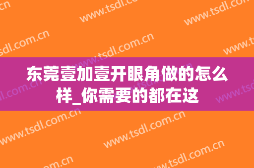 东莞壹加壹开眼角做的怎么样_你需要的都在这