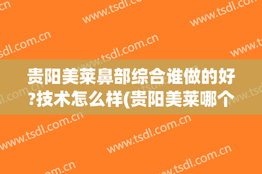 贵阳美莱鼻部综合谁做的好?技术怎么样(贵阳美莱哪个医生做鼻子好)