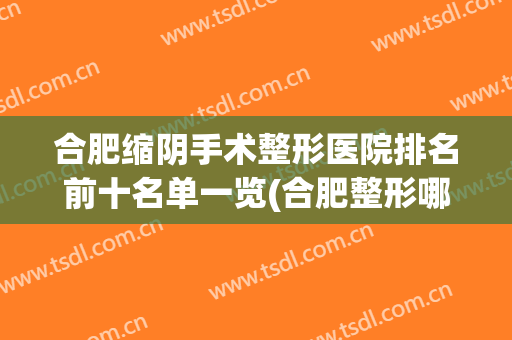 合肥缩阴手术整形医院排名前十名单一览(合肥整形哪个医院比较好)