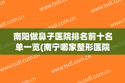 南阳做鼻子医院排名前十名单一览(南宁哪家整形医院鼻子做的好)