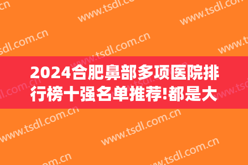 2024合肥鼻部多项医院排行榜十强名单推荐!都是大佬!(合肥最好的鼻科医院)