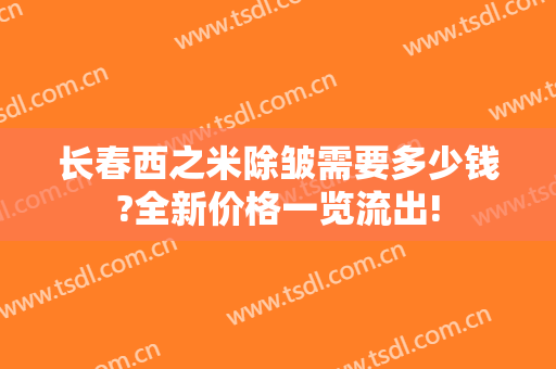 长春西之米除皱需要多少钱?全新价格一览流出!