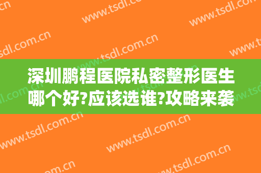 深圳鹏程医院私密整形医生哪个好?应该选谁?攻略来袭(深圳鹏程美容医院是公立医院吗)