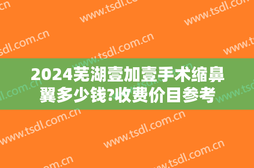 2024芜湖壹加壹手术缩鼻翼多少钱?收费价目参考