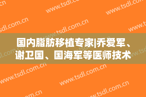 国内脂肪移植专家|乔爱军、谢卫国、国海军等医师技术都不错！附案例及费用表