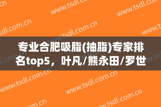 专业合肥吸脂(抽脂)专家排名top5，叶凡/熊永田/罗世恩等上榜