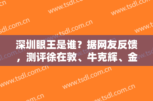 深圳眼王是谁？据网友反馈，测评徐在敦、牛克辉、金顺女等10位医生