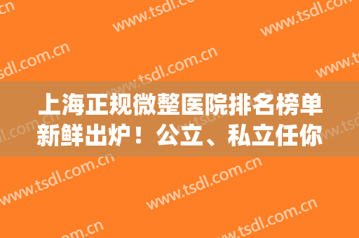 上海正规微整医院排名榜单新鲜出炉！公立、私立任你挑选！(上海有名的微整医院)