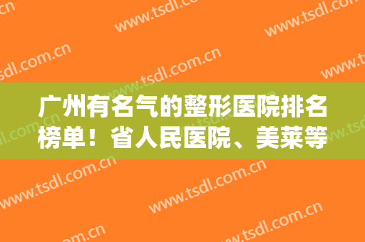 广州有名气的整形医院排名榜单！省人民医院、美莱等榜上有名！(广州公立整容医院排名榜)