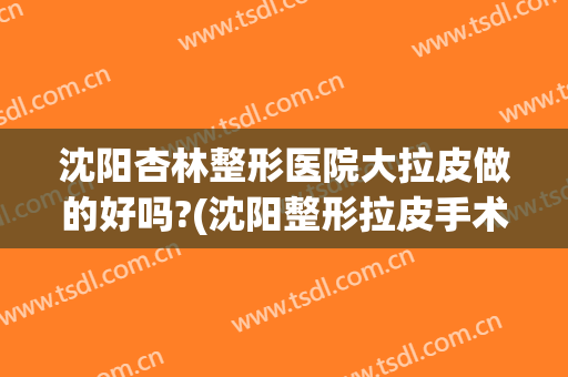沈阳杏林整形医院大拉皮做的好吗?(沈阳整形拉皮手术哪家好)