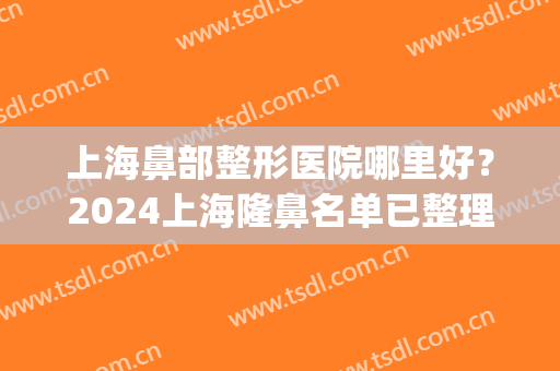 上海鼻部整形医院哪里好？2024上海隆鼻名单已整理_好评医院大全查收