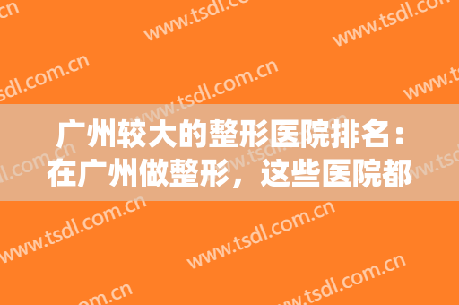 广州较大的整形医院排名：在广州做整形，这些医院都是好选择！(广州排名第一的整形医院)
