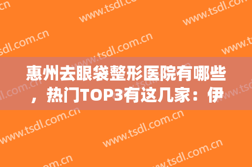 惠州去眼袋整形医院有哪些，热门TOP3有这几家：伊丽莎白、瑞芙臣、时光(惠州伊丽莎白整形医院怎么样)