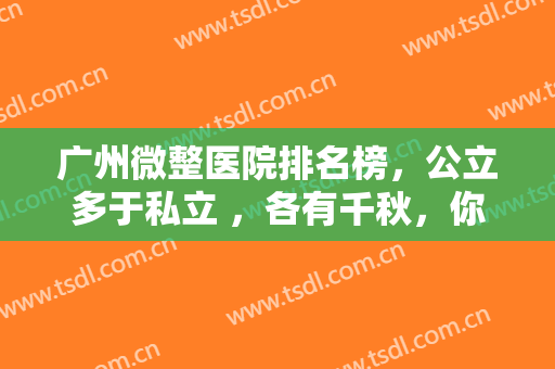 广州微整医院排名榜，公立多于私立 ，各有千秋，你想选哪个？