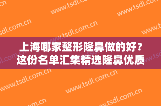 上海哪家整形隆鼻做的好？这份名单汇集精选隆鼻优质医院，快来看看吧！