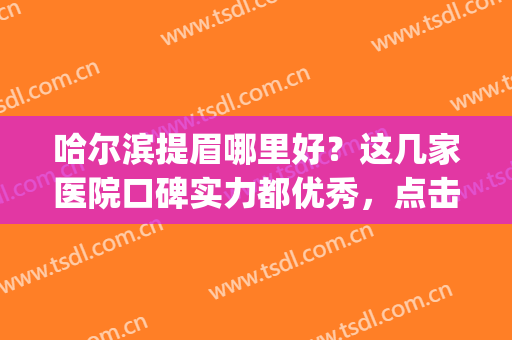 哈尔滨提眉哪里好？这几家医院口碑实力都优秀，点击一览！(哈尔滨做提眉哪位专家做的好)
