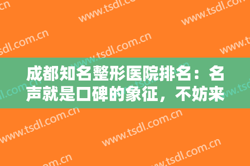 成都知名整形医院排名：名声就是口碑的象征，不妨来这些医院看看吧！