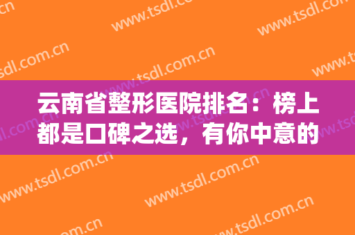 云南省整形医院排名：榜上都是口碑之选，有你中意的那家医院吗？(云南最好的整容医院排名)