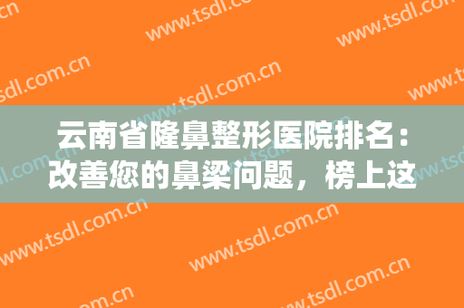 云南省隆鼻整形医院排名：改善您的鼻梁问题，榜上这些医院是专业的(云南省最好的整形医院)