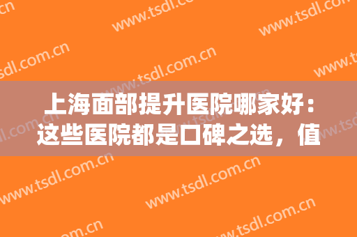 上海面部提升医院哪家好：这些医院都是口碑之选，值得您的信赖！(上海做面部提升哪家医院好)