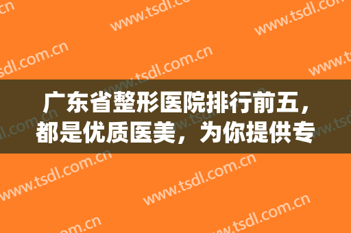 广东省整形医院排行前五，都是优质医美，为你提供专业、安心的服务！(广东整容医院哪家评价最好)