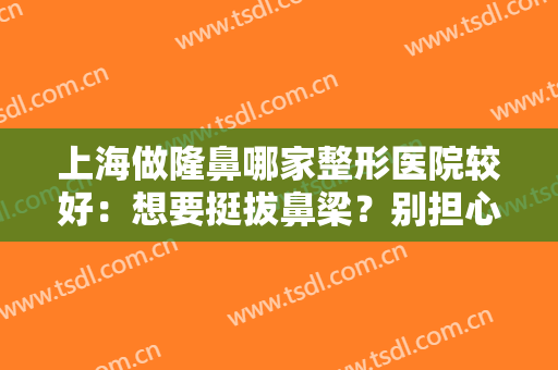 上海做隆鼻哪家整形医院较好：想要挺拔鼻梁？别担心，这些医院为您圆梦！