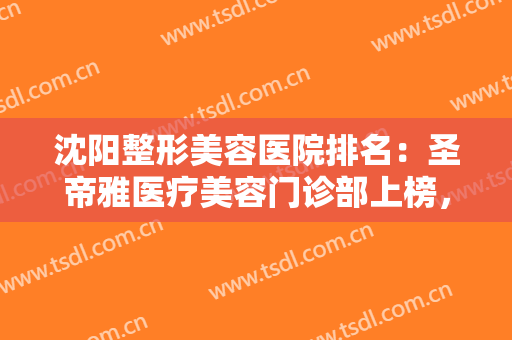 沈阳整形美容医院排名：圣帝雅医疗美容门诊部上榜，其他医院都是哪些？