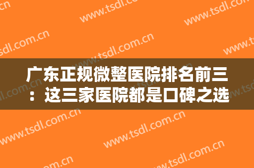 广东正规微整医院排名前三：这三家医院都是口碑之选，一起来看看吧！