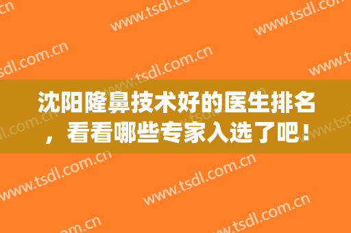 沈阳隆鼻技术好的医生排名，看看哪些专家入选了吧！附价格表(沈阳医大隆鼻)