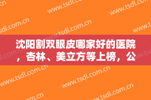 沈阳割双眼皮哪家好的医院，杏林、美立方等上榜，公认的价格优、质量高！