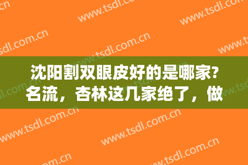 沈阳割双眼皮好的是哪家?名流，杏林这几家绝了，做双眼皮的看过来！(沈阳杏林做双眼皮好吗)