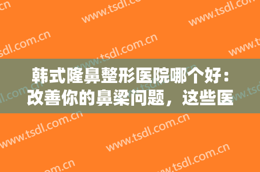 韩式隆鼻整形医院哪个好：改善你的鼻梁问题，这些医院是专业的！(韩国哪家整形医院做鼻子好)