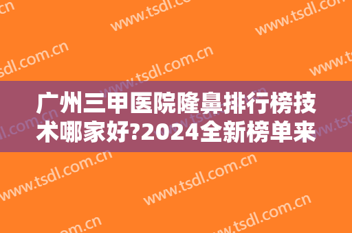 广州三甲医院隆鼻排行榜技术哪家好?2024全新榜单来袭，十家口碑医院任你挑！