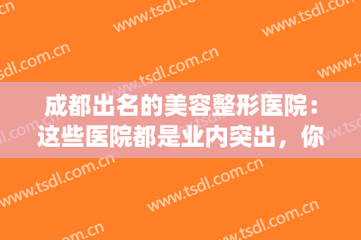 成都出名的美容整形医院：这些医院都是业内突出，你不妨来看看！(成都最出名的整形医院)