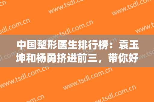中国整形医生排行榜：袁玉坤和杨勇挤进前三，带你好好选选！(中国整形最好的医生)