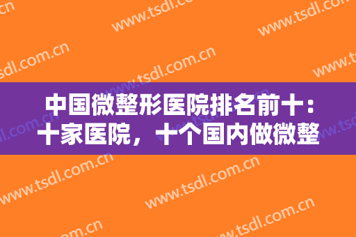 中国微整形医院排名前十：十家医院，十个国内做微整形的好选择，你一定要认识！