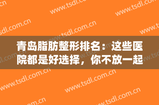 青岛脂肪整形排名：这些医院都是好选择，你不放一起来看看吧！(青岛排名第一的整形医院)
