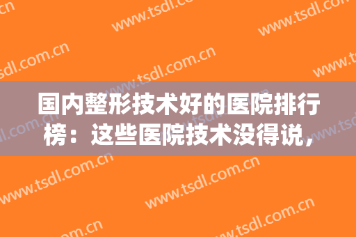 国内整形技术好的医院排行榜：这些医院技术没得说，效果值拉满！(国内医院整形排名)