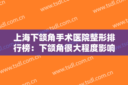 上海下颌角手术医院整形排行榜：下颌角很大程度影响着你的美丽，这些医院诚挚推荐给您！