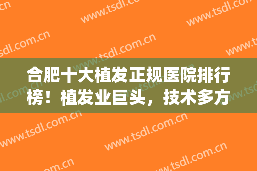 合肥十大植发正规医院排行榜！植发业巨头，技术多方加持(合肥哪个医院植发技术最好)