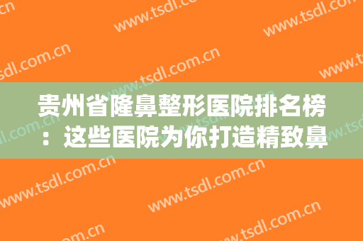 贵州省隆鼻整形医院排名榜：这些医院为你打造精致鼻型~(贵阳十大整形医院)