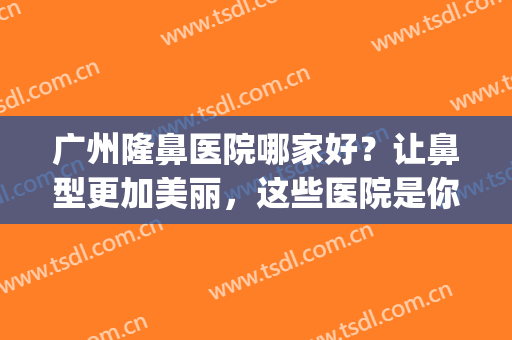 广州隆鼻医院哪家好？让鼻型更加美丽，这些医院是你的优秀帮手~(广州隆鼻医院排名)