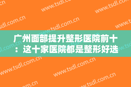 广州面部提升整形医院前十：这十家医院都是整形好选择，不妨一起来看看吧！